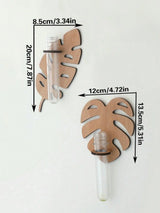 Carvallo väggvaser i blommönster med provrör | 1/2 styck träväggdekoration för växter och sticklingar | Handgjorda växt hållare för vardagsrum, hall och kontor Carvallo