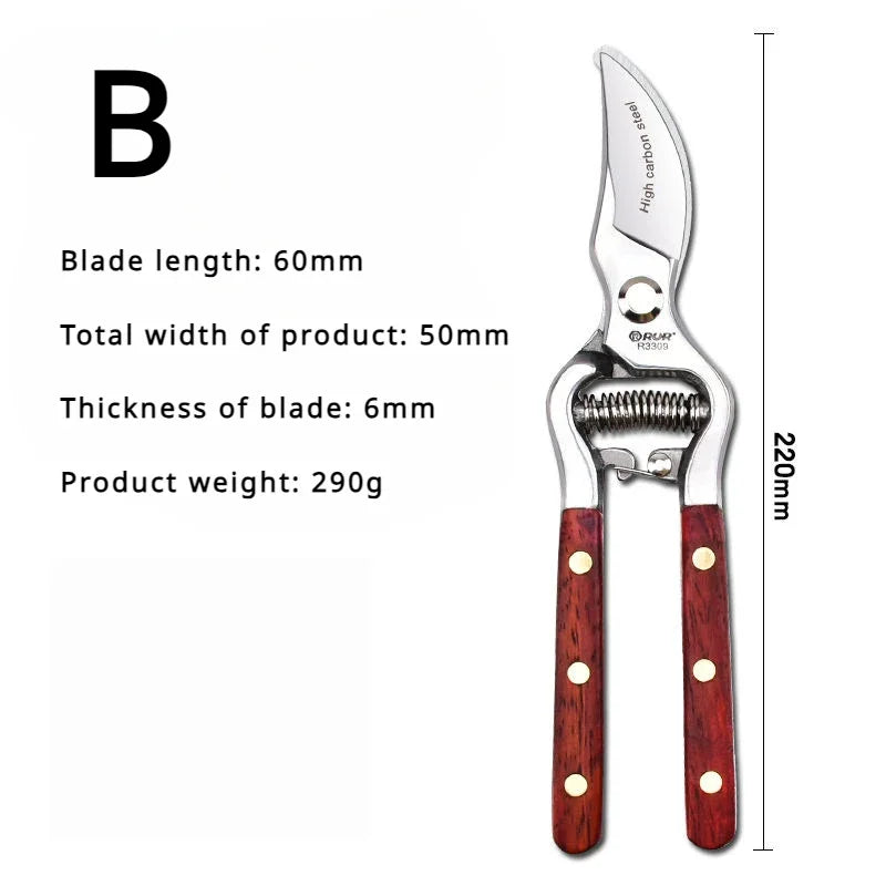 Carvallo 20 | Trädgårdssax med trädhandtag | 20 cm | Smidd kolstål | För grenar & fruktträd Carvallo