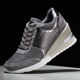Women's Lace-Up Wedge Sneakers-Shoes for Men-Hemnix-Silver-35-Hemnix