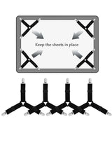 Carvallo Spännbäddslakanhållare Set | 4-pack Triangulära Bäddlakanhållare | Justerbar & Antislip – För Madrasser, Duket och Överdrag Carvallo
