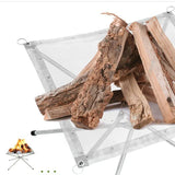 Carvallo Fällbar Utomhus Eldstad | Rostfritt Stål Eldställ med Nät | Bärbar & Värmeresistent | För Trädgård, Camping & Terrass Carvallo