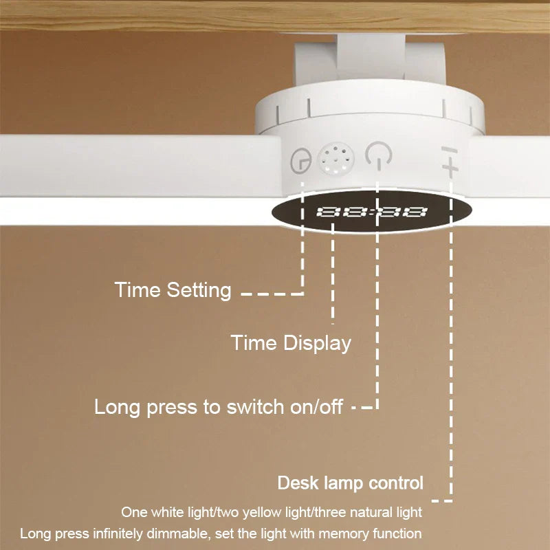 Carvallo-skrivbordslampa ClarioMag | Med klocka & väckarklocka | Magnetisk & USB-uppladdningsbar | Steglöst dimbar | 35 cm Carvallo