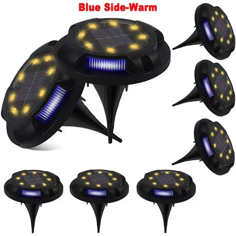 Carvallo GroundGlow 12 Solarbelysning 12 LEDs | Rostfritt stål IP65 | Automatisk skymningssensor | För trädgård, terrass & väg belysning Carvallo