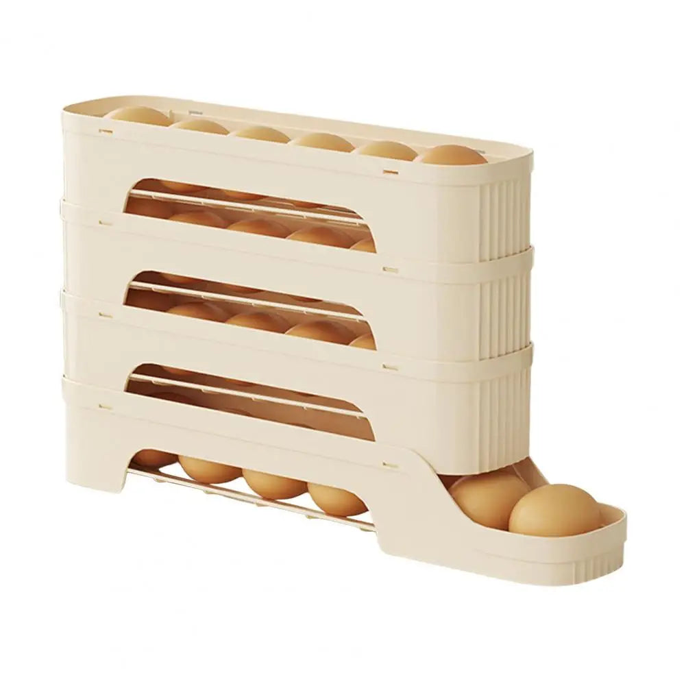 Carvallo RolloMaxx | 4-lagers äggorganisatör | Platsbesparande & Självrullande | Transparent design Carvallo