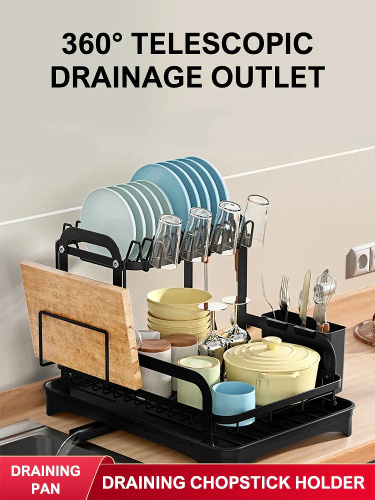 Royallure 2-Tier Diskställ med Rännkorg Kök Bänkskivor Skål Organisatör Carvallo
