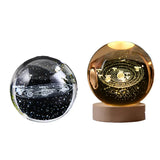 LumiCrystal - 3D LED Nattljus med Stjärnprojektor och Träbas Carvallo