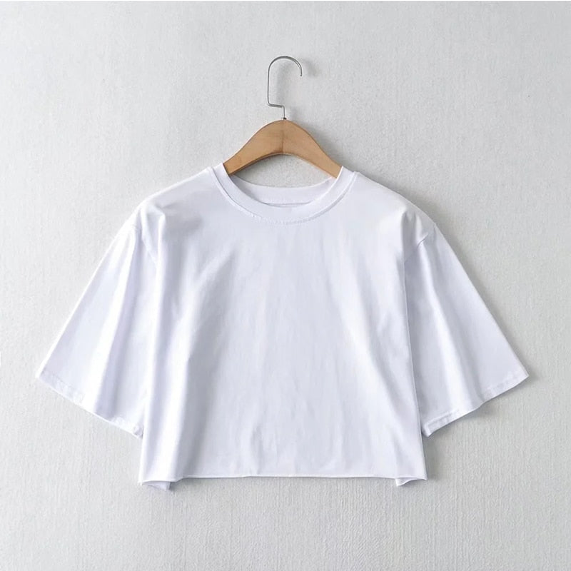 Lös Crop Top-Clothes for women-Hemnix-Vit-En storlek-Hemnix