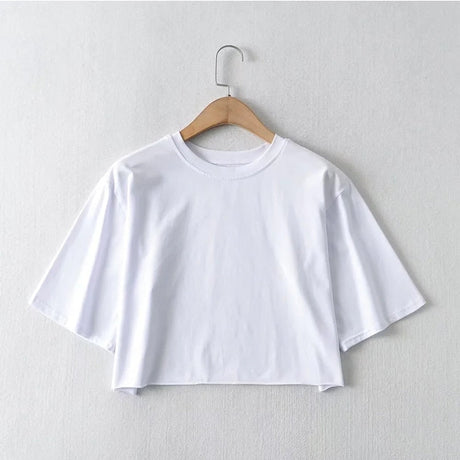 Lös Crop Top-Clothes for women-Hemnix-Vit-En storlek-Hemnix