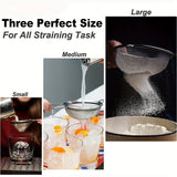 Carvallo Kökssil-set ProSift MeshLine | 3-delad | Fin sil för mjöl, juice, sojamjölk & pasta | 8/10/14 cm diameter Carvallo