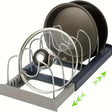 Carvallo Lock Pot Holder | Expandable Shelf with 7 Dividers | Stainless Steel & Plastic | For Cabinet & Work Surface Carvallo