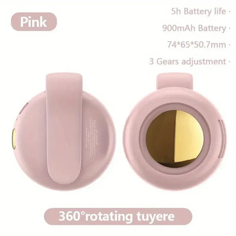 Carvallo Mini-Ventilator utan rotorblad | Tyst & bärbar | Med klämma, 360° vridbar | USB-C uppladdningsbar | För barn, resor & vardag Carvallo