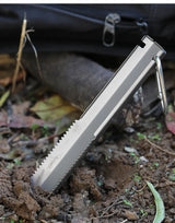 Carvallo EdgeLite Titan-handspade med vågslip & clips | Ultralätt & rostfri | För camping, trädgård & utomhus Carvallo