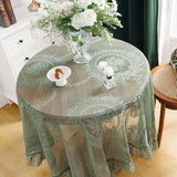 Transparent Spets Rund Blommig Duk Carvallo