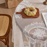 Transparent Spets Rund Blommig Duk Carvallo