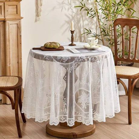 Transparent Spets Rund Blommig Duk Carvallo