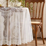 Transparent Spets Rund Blommig Duk Carvallo