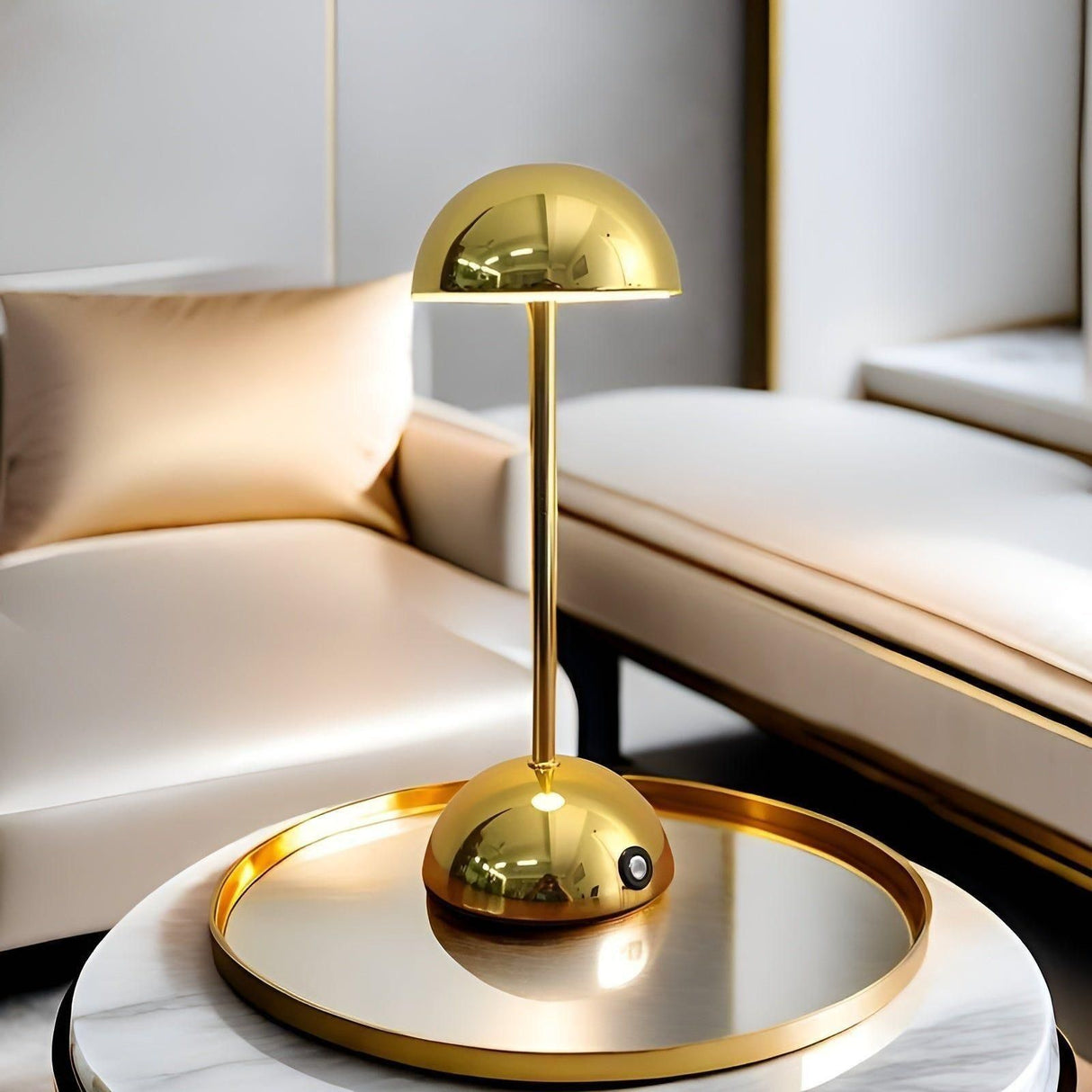 ShineMushroom Lampa - Polerat Metall Touch Control Dimbar Svamp Lampa Carvallo