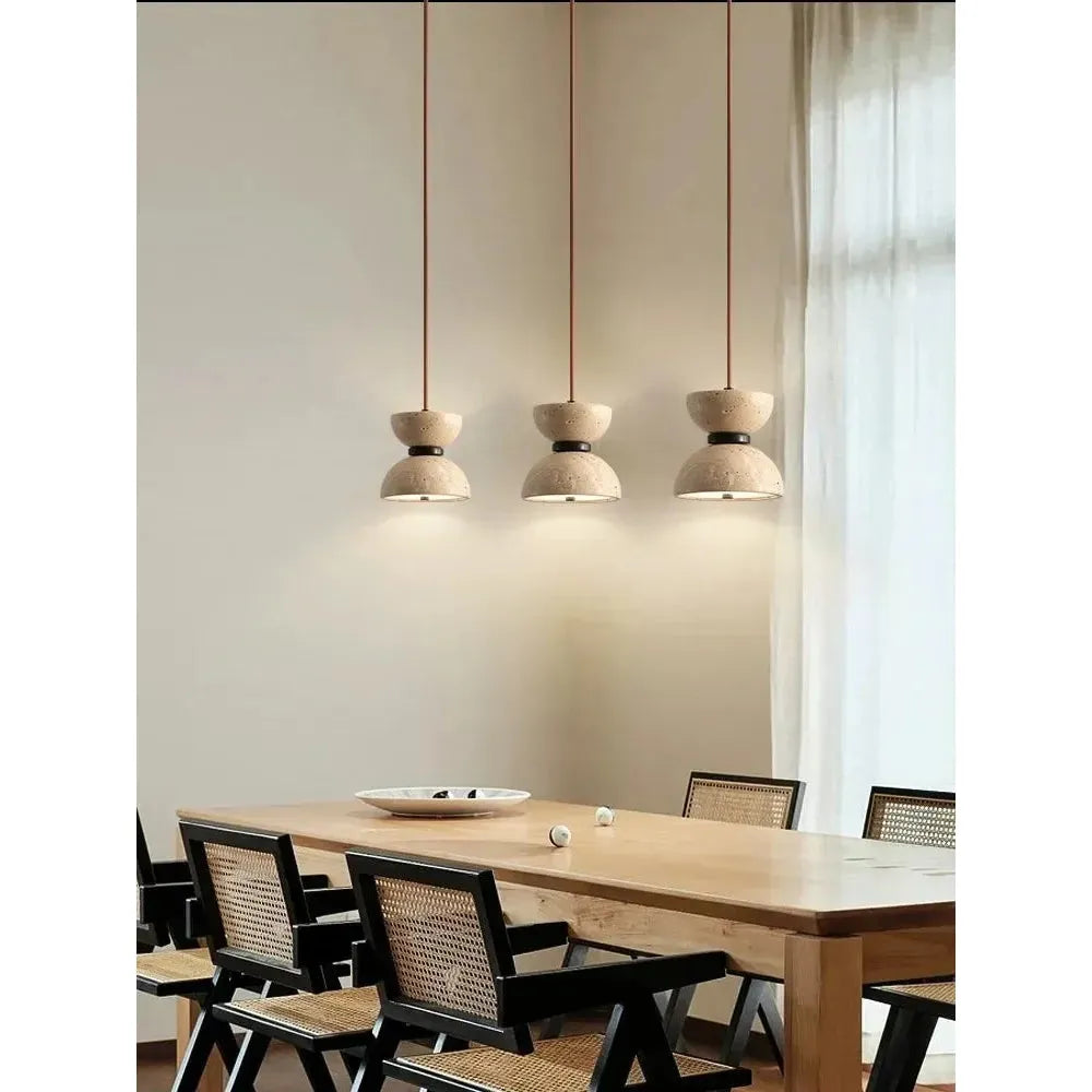 GlowZen Lampa - Rumsinredning Travertin LED Pendellampor - Wabi Sabi Carvallo