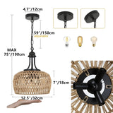 Boho-hänglampa med rottingskärm – Naturlig pendellampa för matrum och kök Carvallo