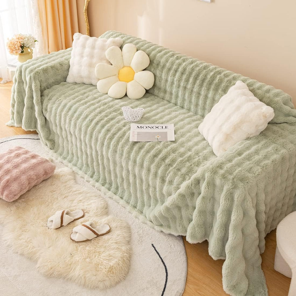 Rabbit Faux Fur Blanket Mjuk Sofföverdrag Carvallo
