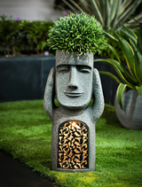 Soliga trädgårdsstatyer i harz - Påskö inspirerad belysningsdekoration för charmiga utomhusområden Carvallo