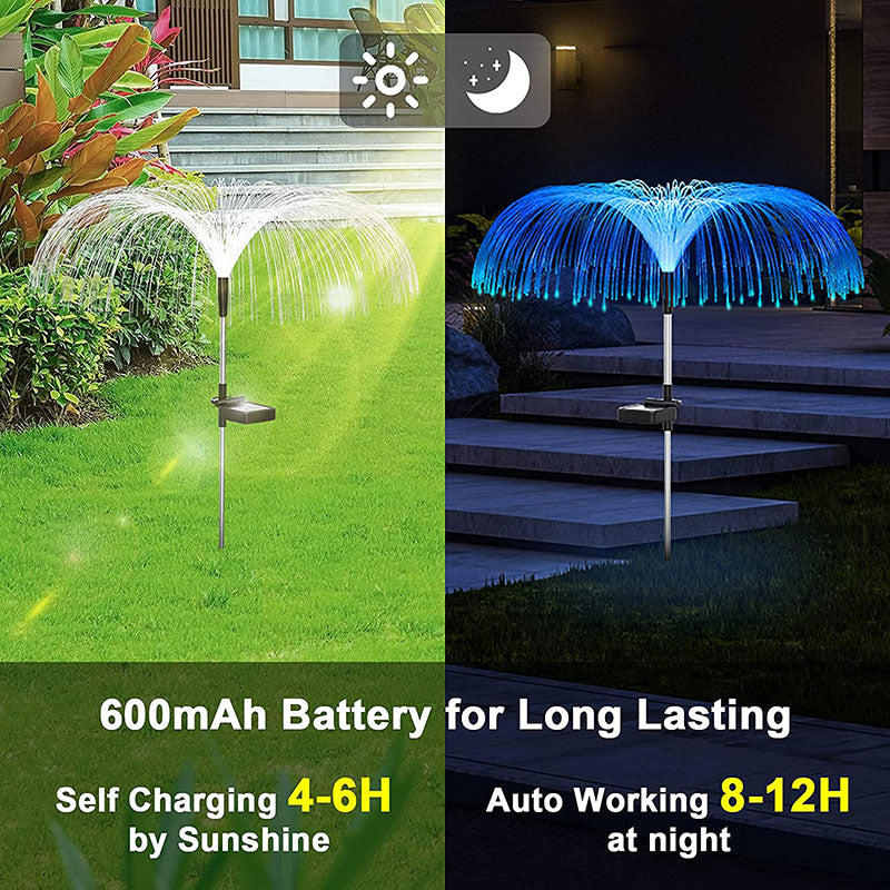 3 Paket Solfiberoptiska Lampor med Manetformad Design för Trädgården Carvallo
