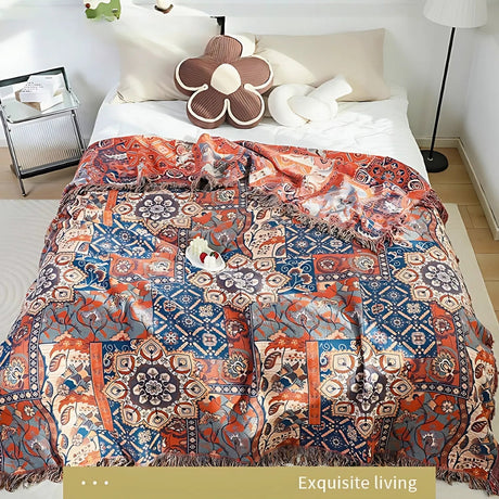 Solea Floral Jacquard Bomull Pläd Carvallo