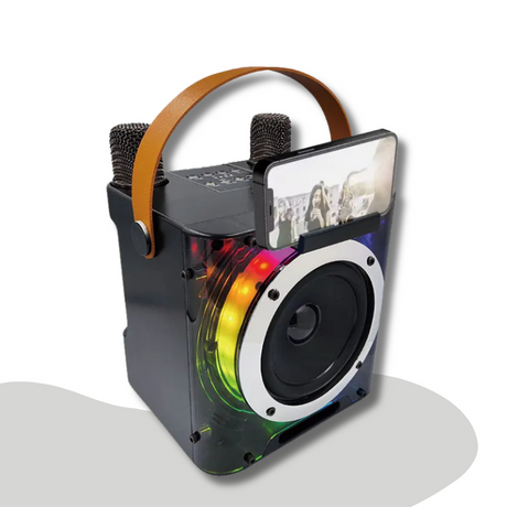 Carvallo – Bärbar karaokehögtalare med omslutande ljud och trådlösa mikrofoner Carvallo