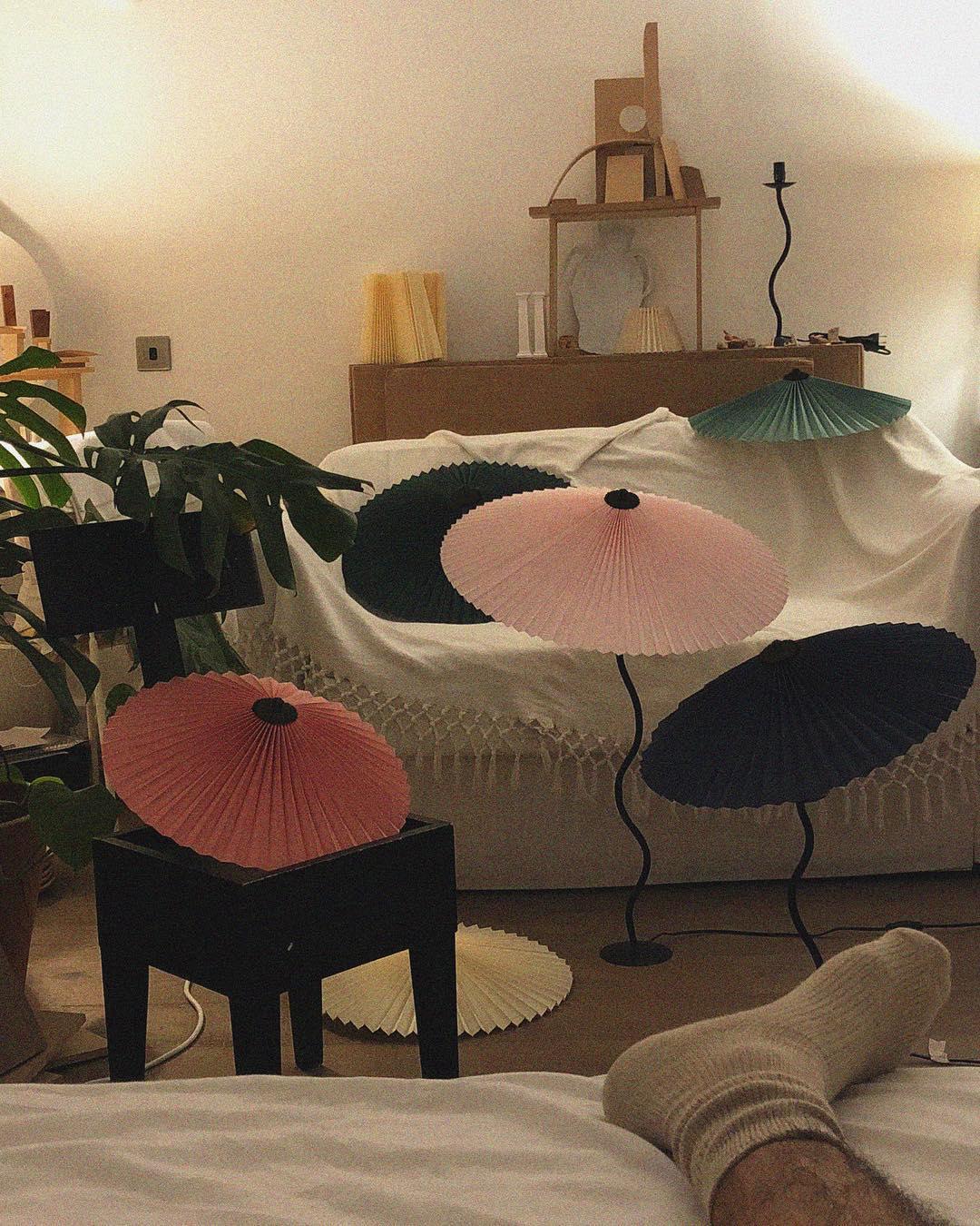 Plisserad Paraply Tyg Skärm Lampa Carvallo