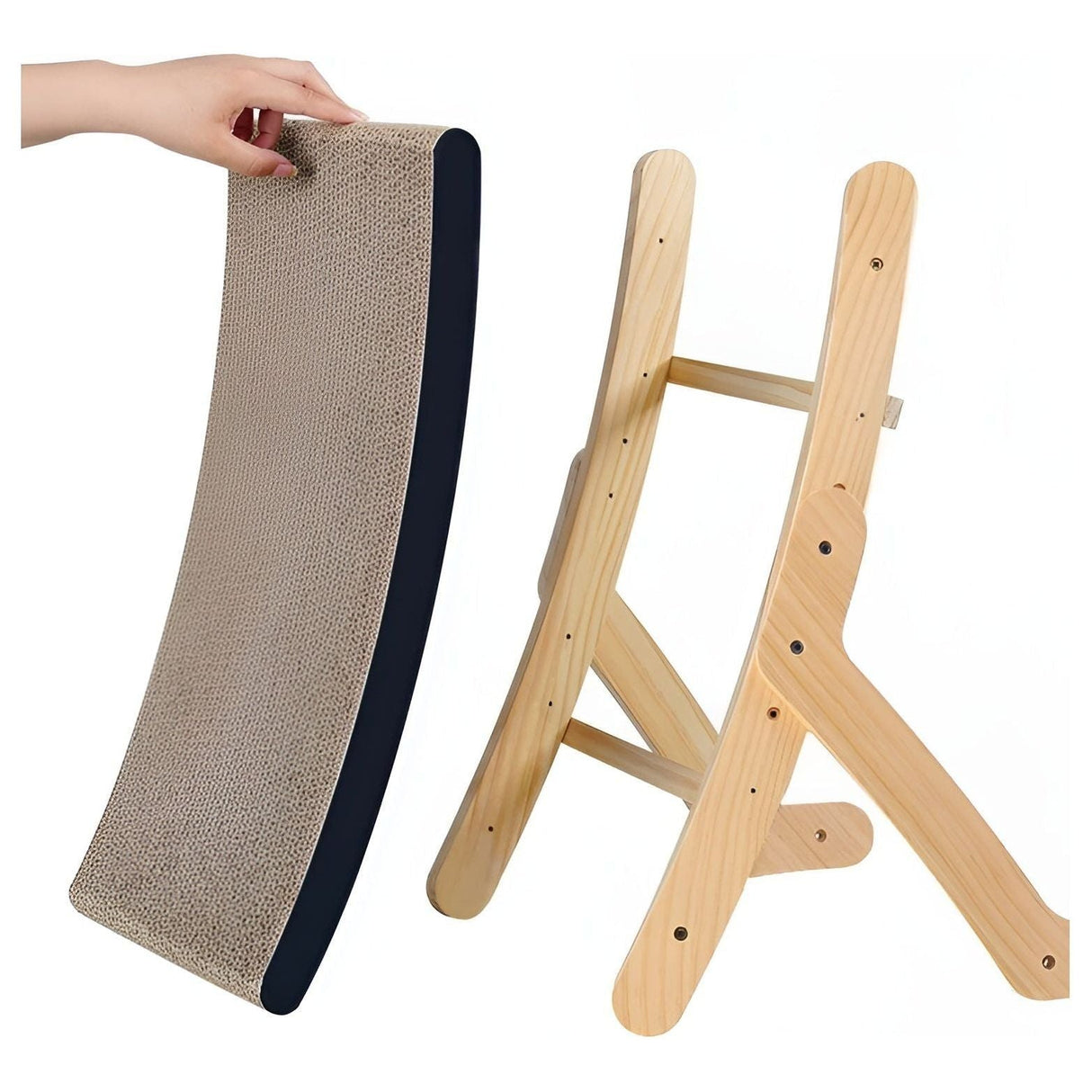 PurrPlay Bräda - Multifunktionell Avtagbar Katt Klösbräda gjord av Trä Carvallo