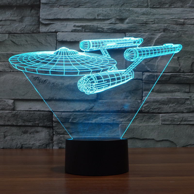 Lumora 3D Star Trek Enterprise Skepp LED Lamp - Flerfärgad Optisk Illusion Ljus Carvallo