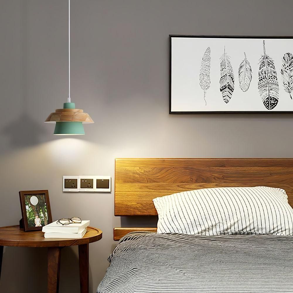 NordicMacaron Light - Modern Nordisk Trä Macaron Hängande Taklampa Carvallo