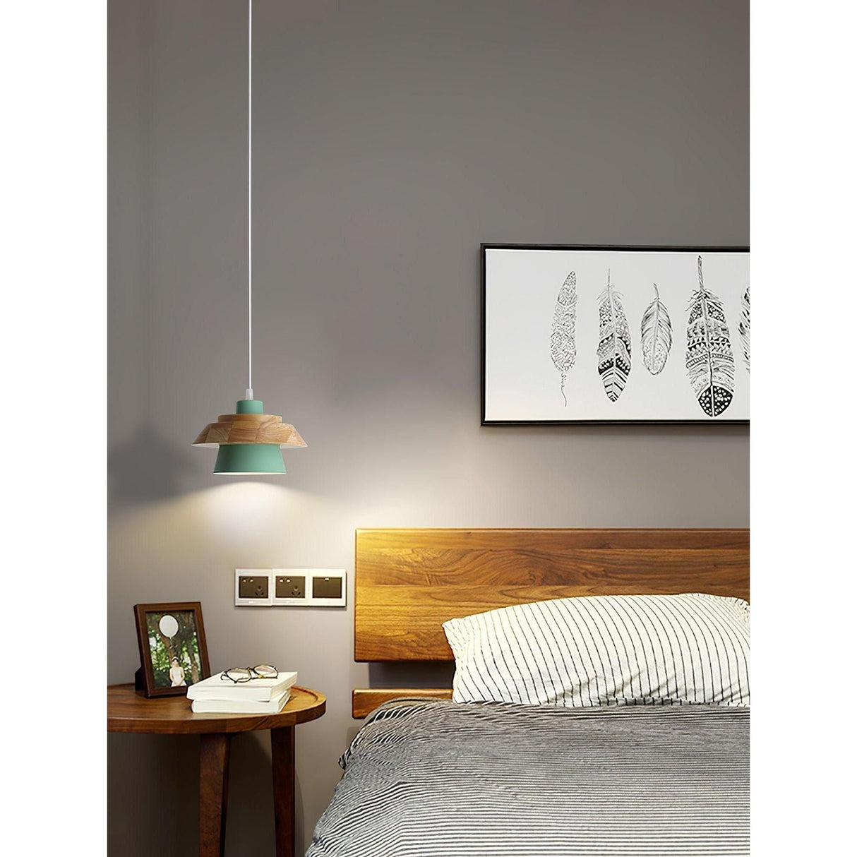 NordicMacaron Light - Modern Nordisk Trä Macaron Hängande Taklampa Carvallo