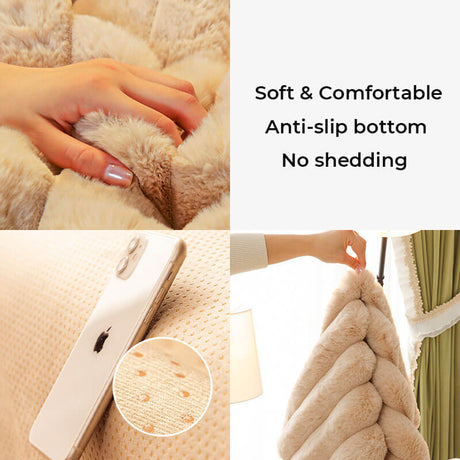 Randig Förstärkt Plysch Halkfri Sofföverdrag för Komfort Carvallo