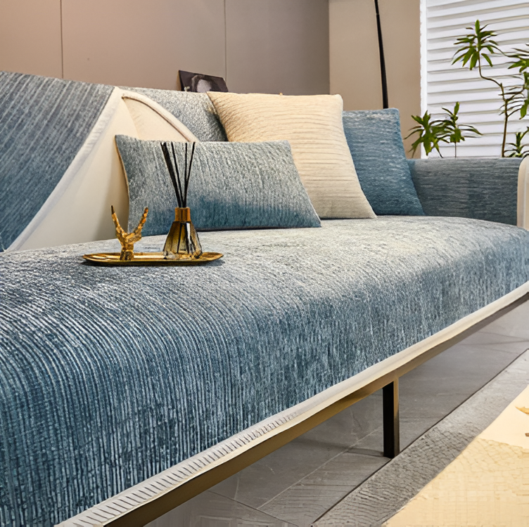 Randig Chenille Sofföverdrag – Elegant skydd & husdjursvänlig Carvallo