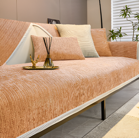 Randig Chenille Sofföverdrag – Elegant skydd & husdjursvänlig Carvallo