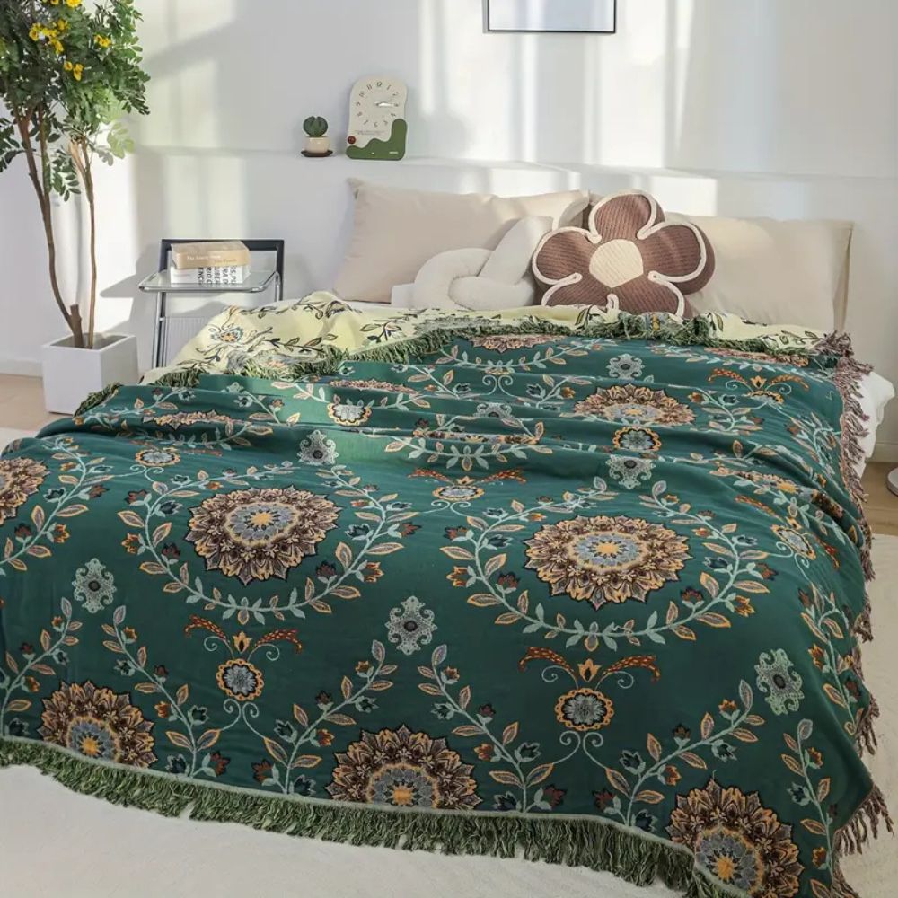 Sunfern Vintage Vändbar Bomullsfilt Carvallo