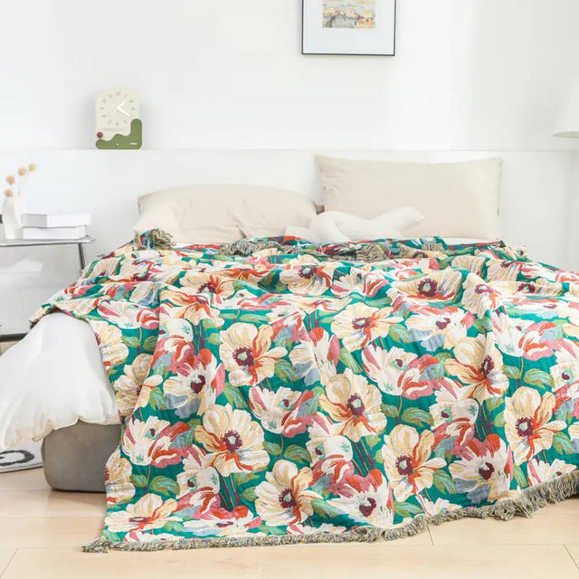 Solbelyst Blomsterpäls Bomullsfilt Carvallo