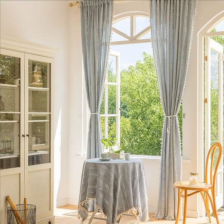 Solbelysta Ränder Transparenta Fransade Gardin Carvallo