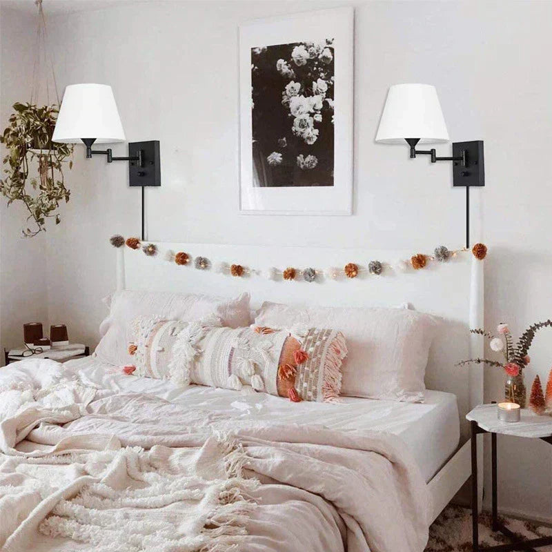 FlexiGlow - LED Vägglampa med Tygskärm Justerbar Vägglampa Carvallo