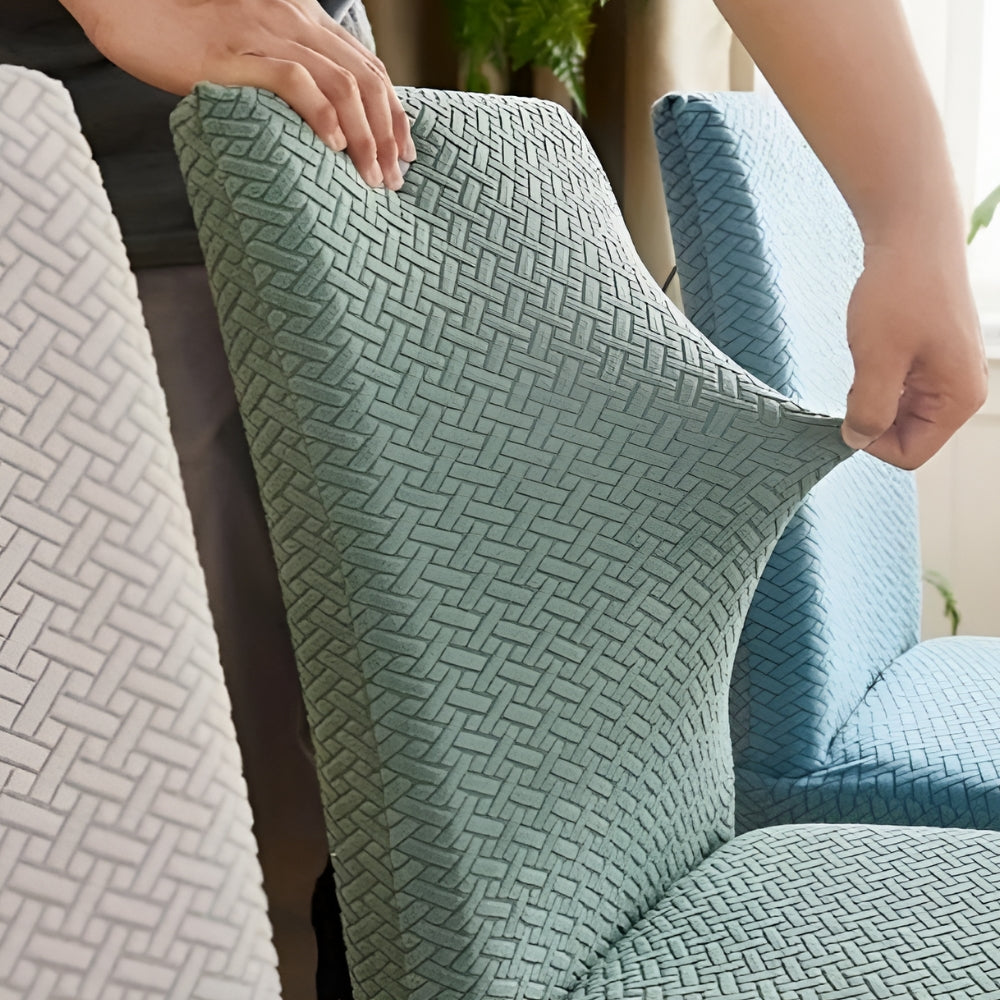 Sylva Jacquard Sammet Stretch stolsoverdrag Carvallo