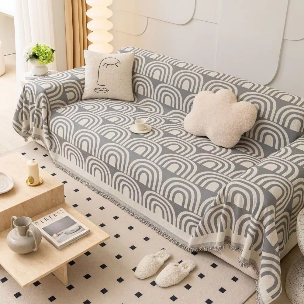 Symmetrisk Halv-Båge Chenille Sofföverkast Carvallo