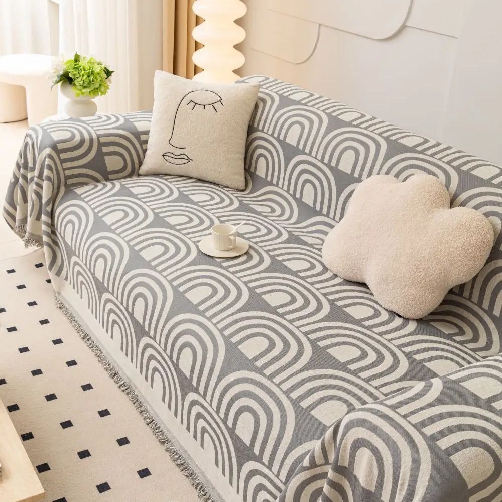 Symmetrisk Halv-Båge Chenille Sofföverkast Carvallo