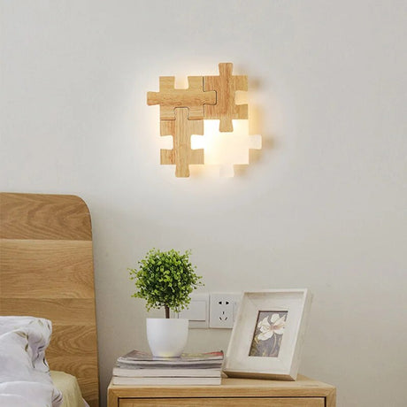 PuzzleGlow - Trä Pussel Vägglampa LED – Kreativ Barnrum- och Vardagsrumsbelysning Carvallo