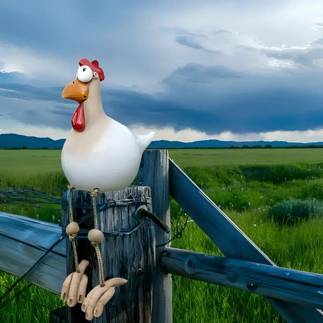 Färgglad Metall Trädgårds Hönsskulptur Förtrollande Utomhus Dekor Carvallo