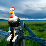 Färgglad Metall Trädgårds Hönsskulptur Förtrollande Utomhus Dekor Carvallo