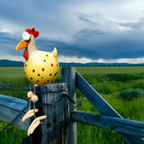 Färgglad Metall Trädgårds Hönsskulptur Förtrollande Utomhus Dekor Carvallo