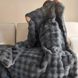 Faux Fur Chunky Knit Duvet Cover Throw Carvallo