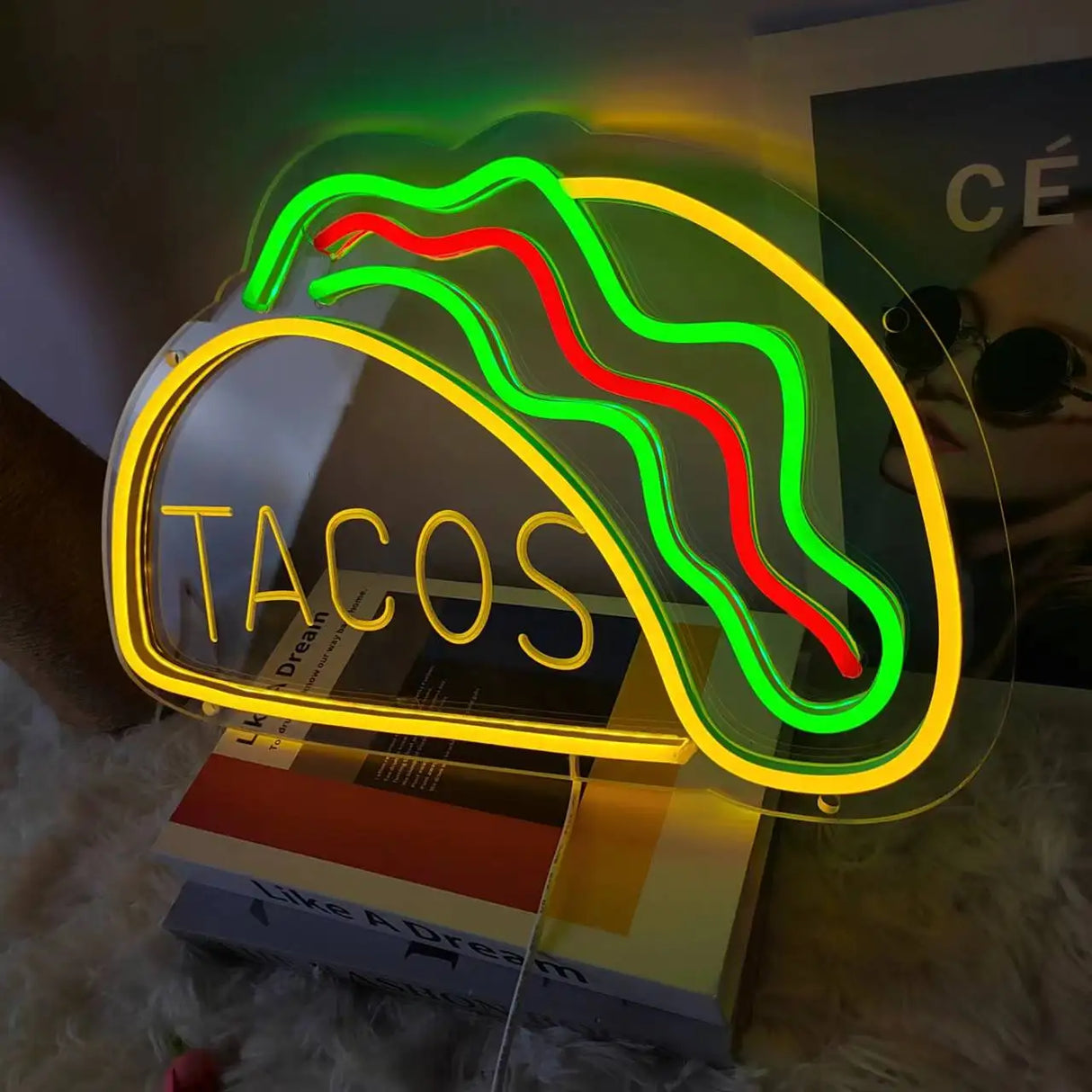 NeonTaco – LED Neonbord med Tacos Design | Stämningsfull Belysning Carvallo