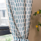 Teal Blå Blad Semi Genomskinliga Gardiner Carvallo